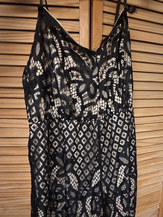 Pants - Black Lace Overlay Romper